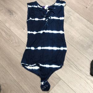 Tie dye lace up body suit
